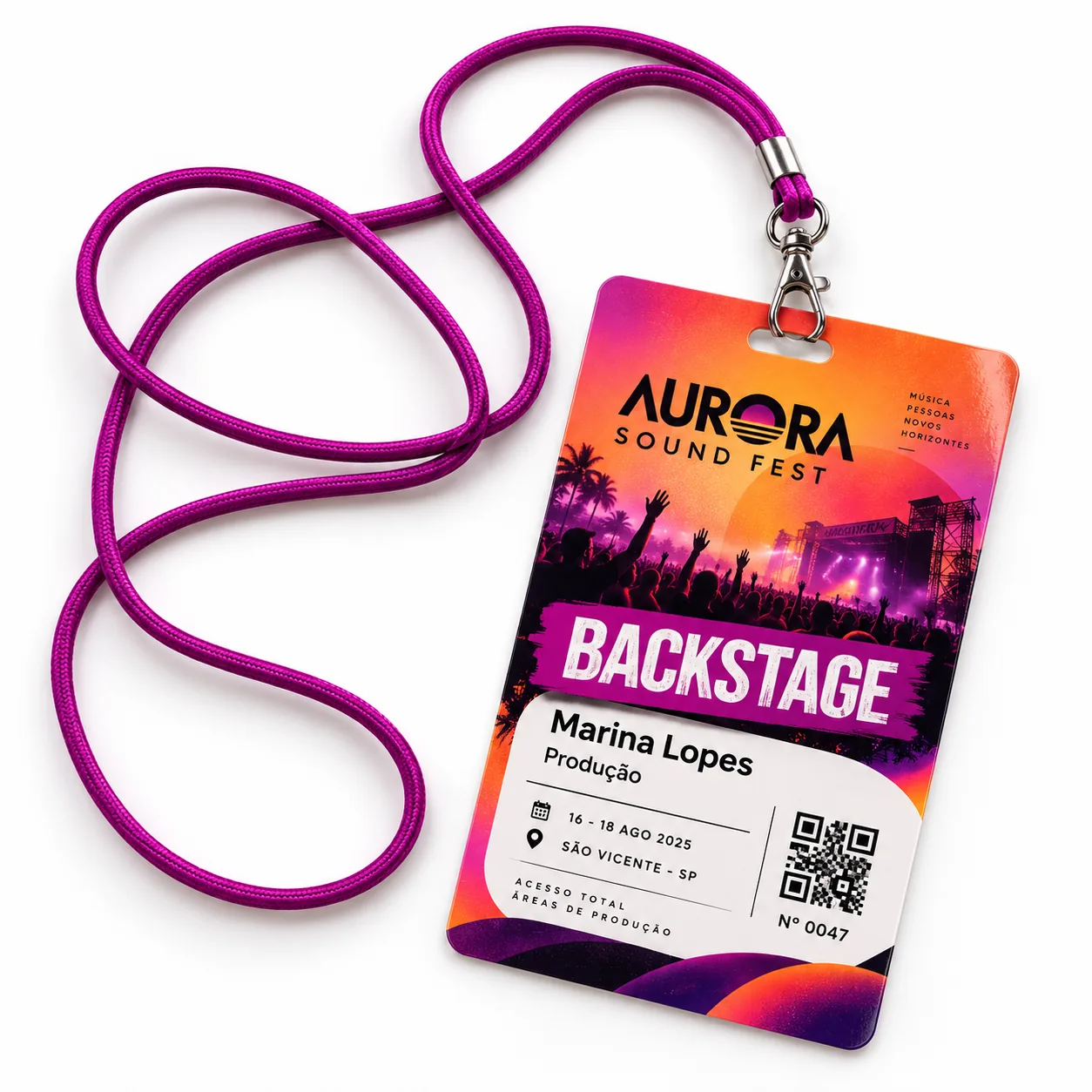 Foto 2 de 3 — Credencial de Evento + Cordão Rabo de Rato Vixcard — Vixcard